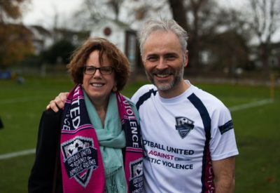 Women's Aid CEO Polly Neate with Actor Mark Bonnar
