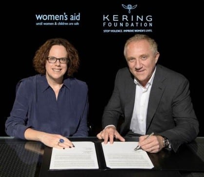 Polly Neate and François-Henri Pinault signing the Charter to Prevent and Combat Domestic Violence.