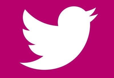 Twitter logo on pink background