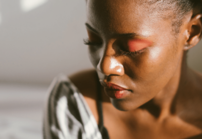 A close up of a woman's face
