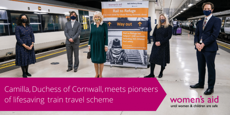 Farah Nazeer, Charlotte Kneer and Camilla Duchess of Cornwall with two from RDG at Victoria Station