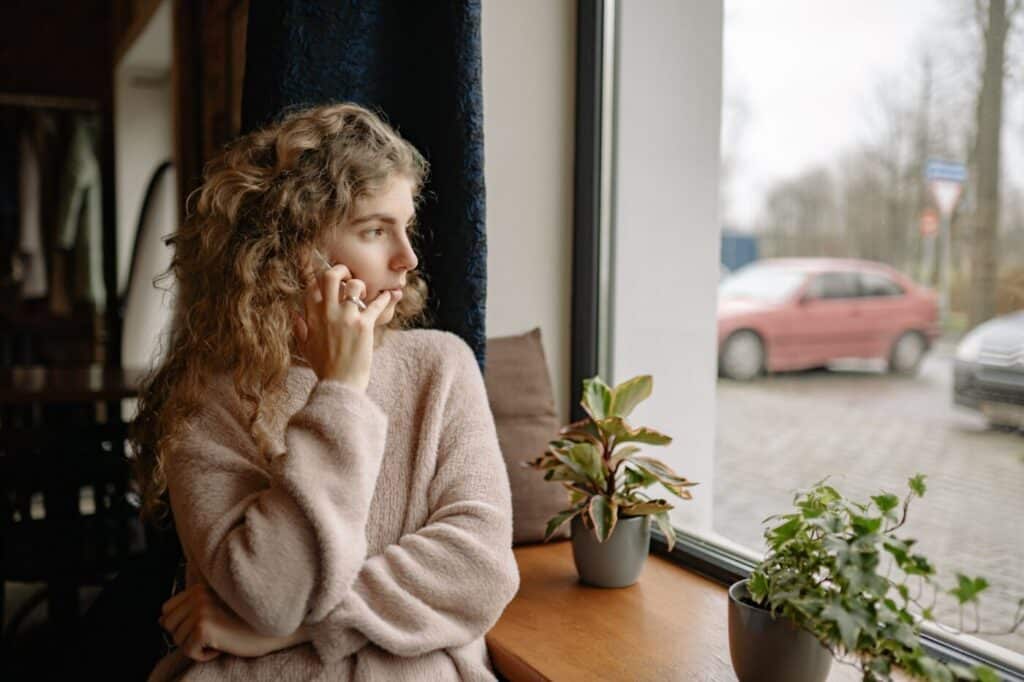 Woman holding phone